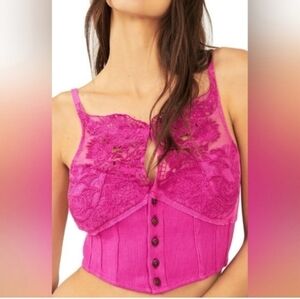 NWT Free People Have My Heart cami Sz M, peekaboo front, gorgeous color